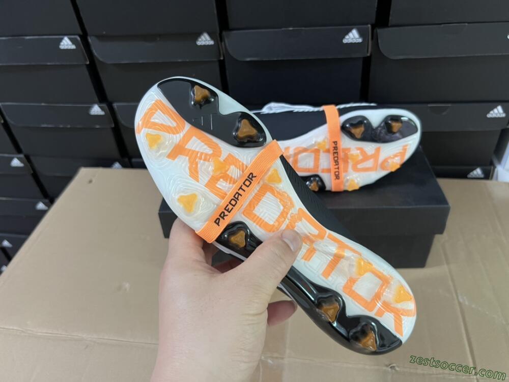 Adidas Predator Elite Foldover Tongue FG Low-Tops Soccer Cleats - White/Black/Orange