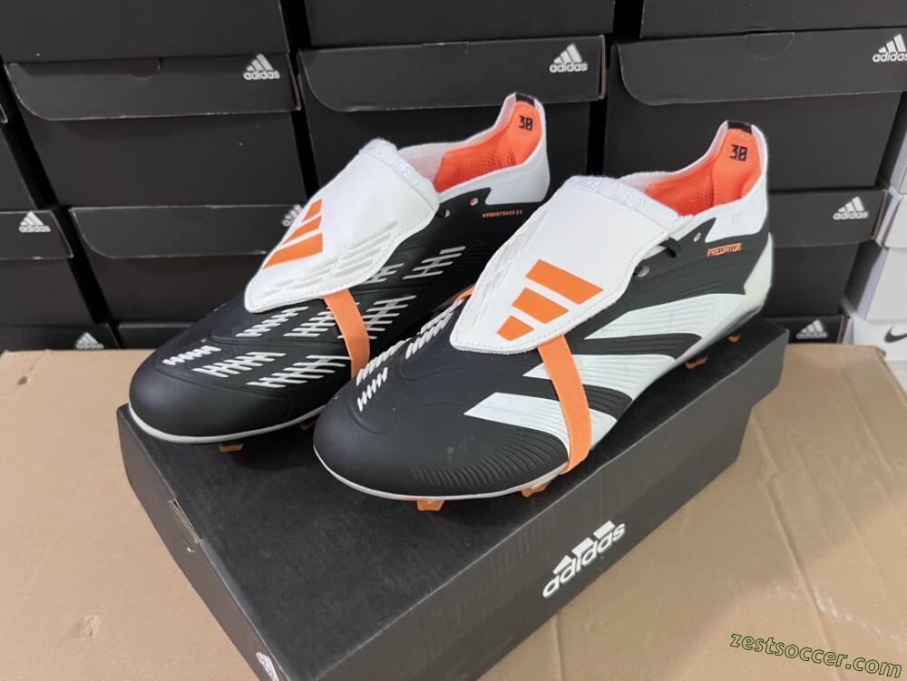 Adidas Predator Elite Foldover Tongue FG Low-Tops Soccer Cleats - White/Black/Orange
