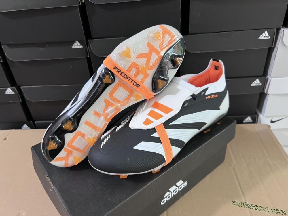 Adidas Predator Elite Foldover Tongue FG Low-Tops Soccer Cleats - White/Black/Orange