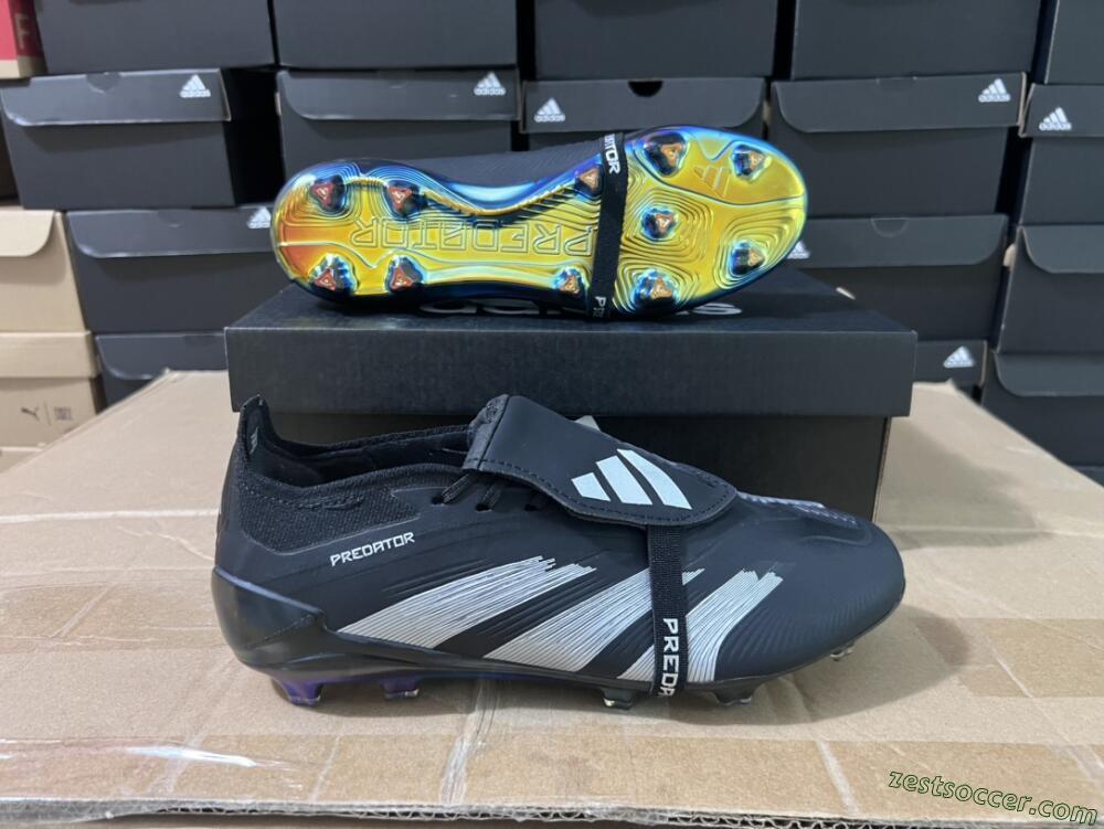 Adidas Predator Elite Foldover Tongue FG Low-Tops Soccer Cleats - Black/Silver/Gold