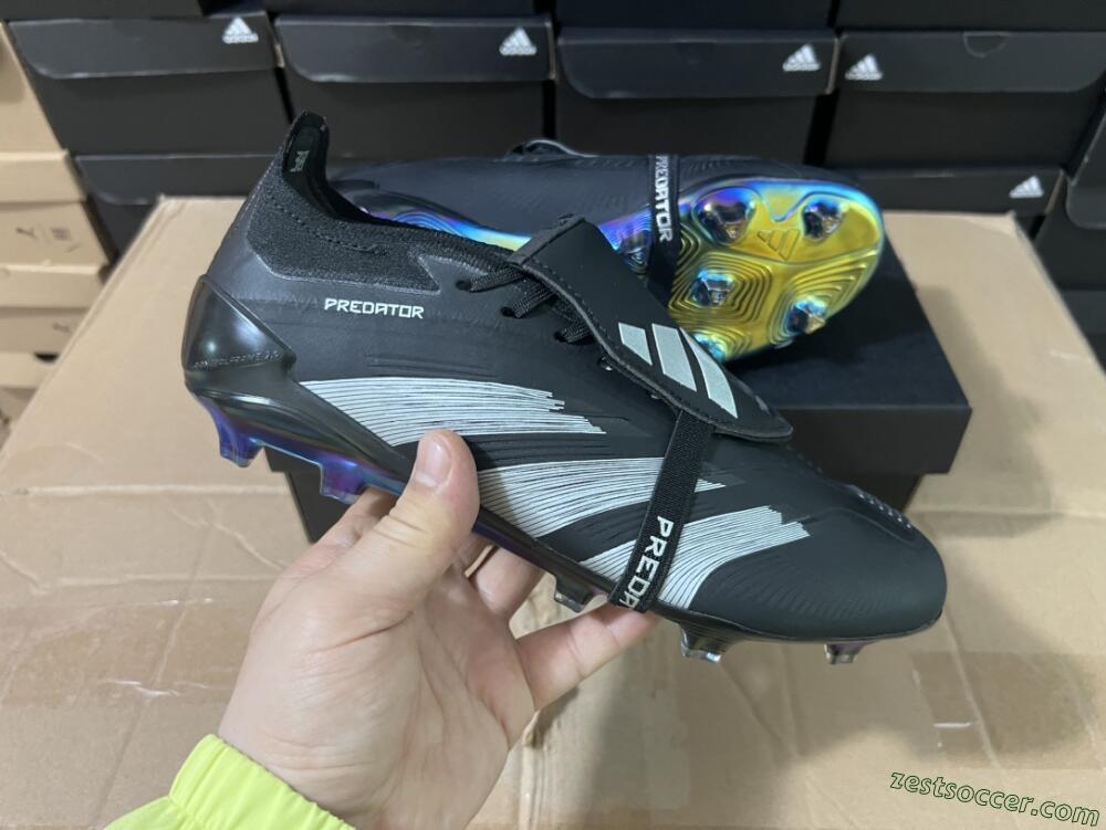 Adidas Predator Elite Foldover Tongue FG Low-Tops Soccer Cleats - Black/Silver/Gold