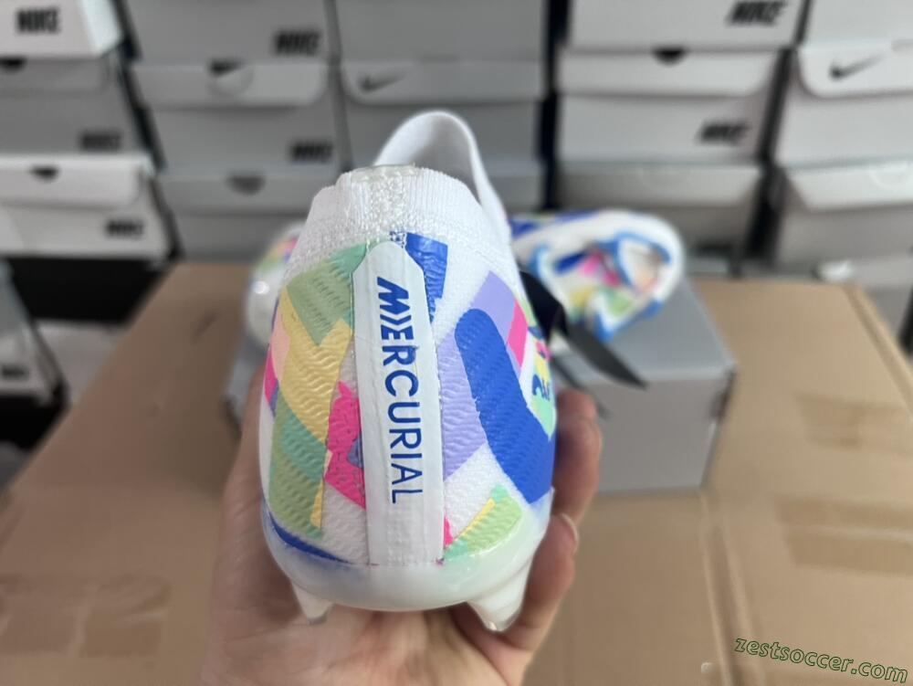 Nike Air Zoom Mercurial Vapor 15 Elite FG Low-Tops Soccer Cleats - Beige/Blue/Yellow/Pink
