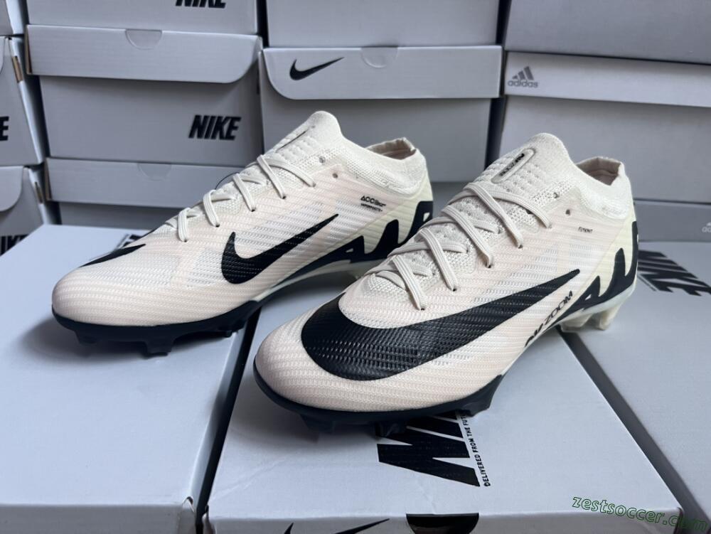 Nike Air Zoom Mercurial Vapor 15 Elite FG Low-Tops Soccer Cleats - Beige/Black