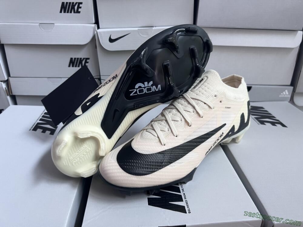 Nike Air Zoom Mercurial Vapor 15 Elite FG Low-Tops Soccer Cleats - Beige/Black