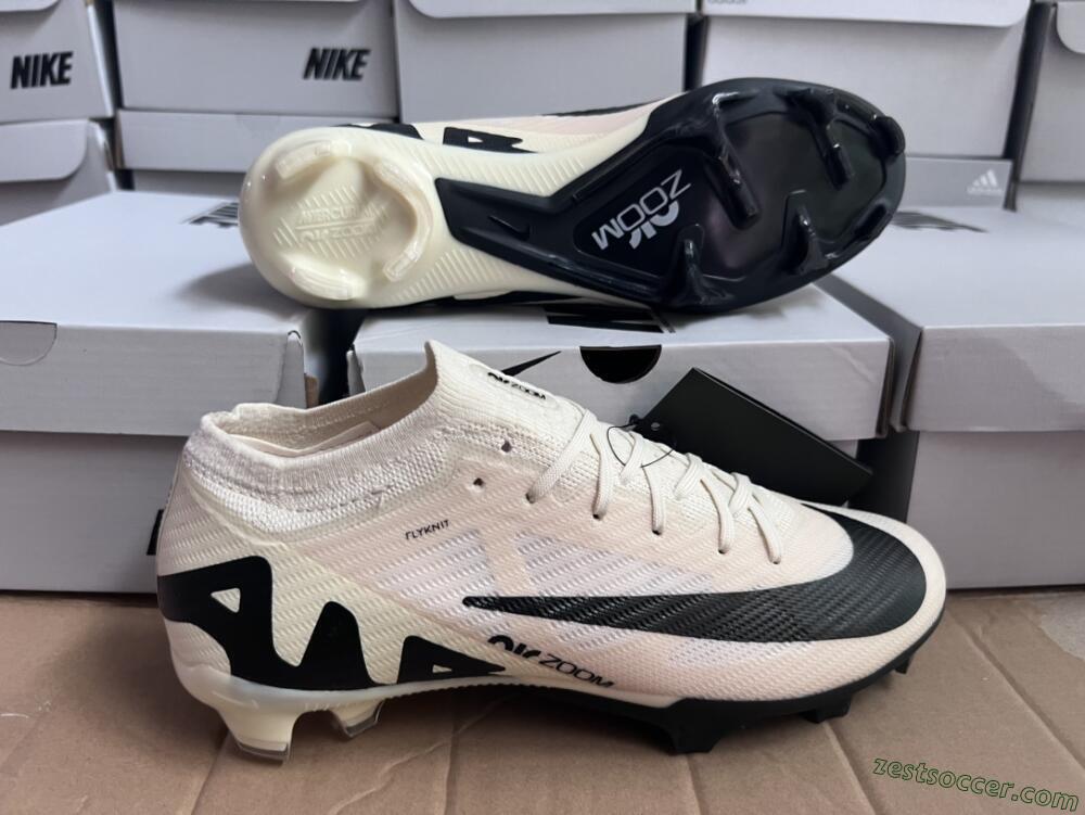 Nike Air Zoom Mercurial Vapor 15 Elite FG Low-Tops Soccer Cleats - Beige/Black