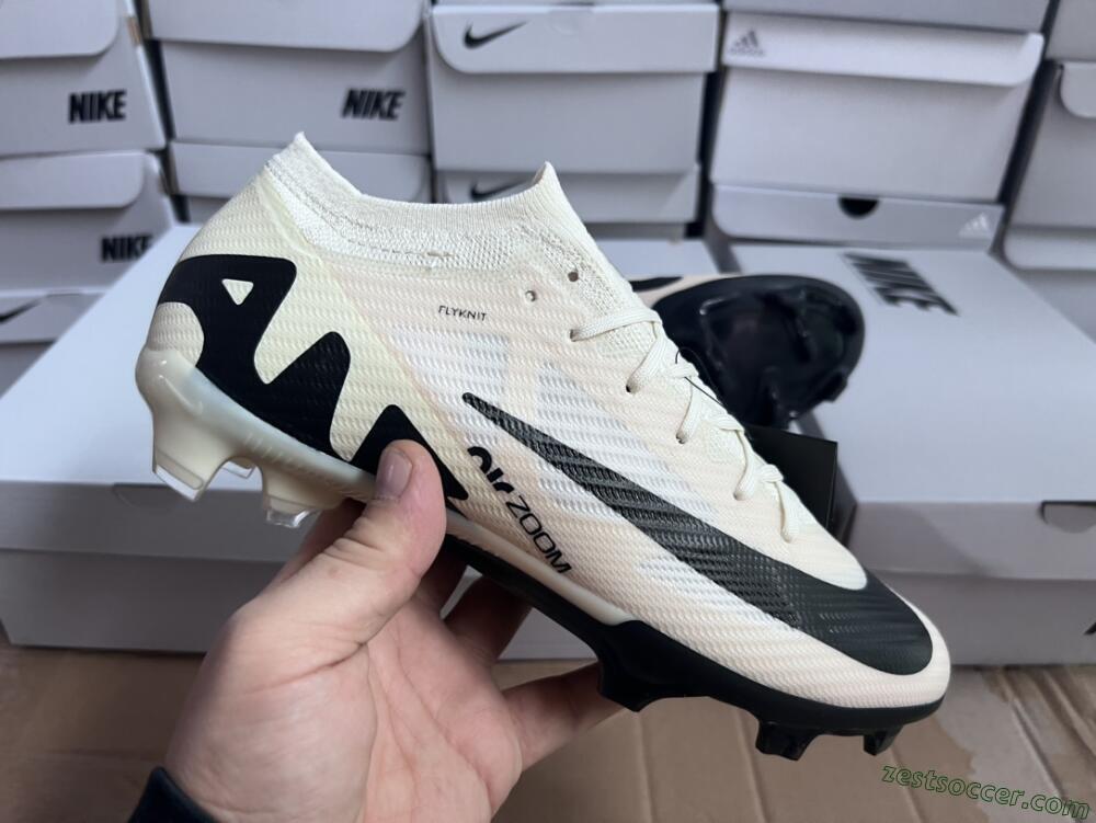 Nike Air Zoom Mercurial Vapor 15 Elite FG Low-Tops Soccer Cleats - Beige/Black