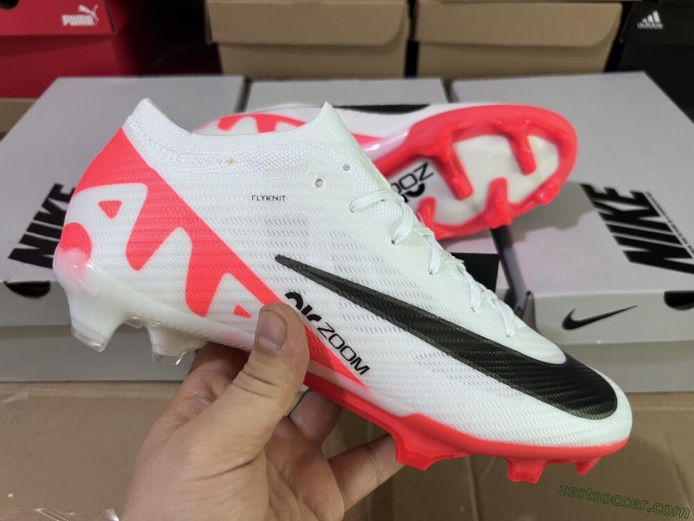 Nike Air Zoom Mercurial Vapor 15 Elite FG Low-Tops Soccer Cleats - White/Black/Red