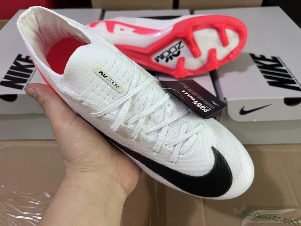 Nike Air Zoom Mercurial Vapor 15 Elite FG Low-Tops Soccer Cleats - White/Black/Red