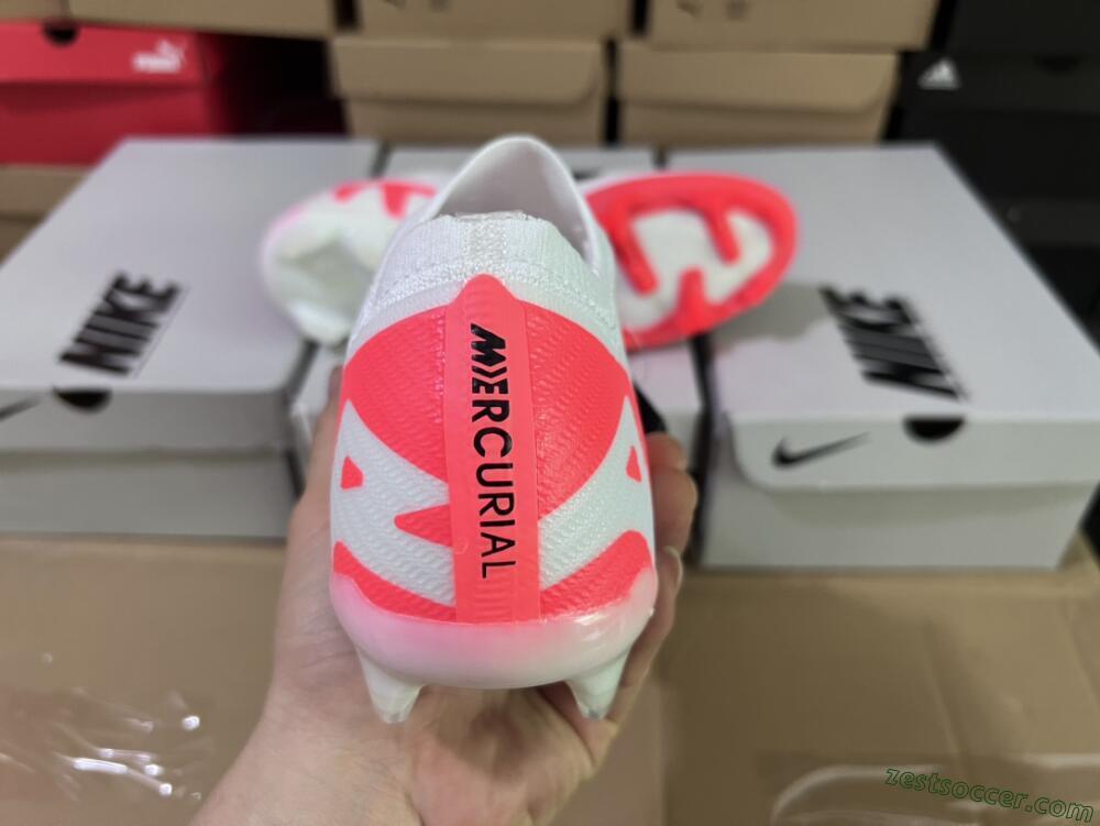 Nike Air Zoom Mercurial Vapor 15 Elite FG Low-Tops Soccer Cleats - White/Black/Red