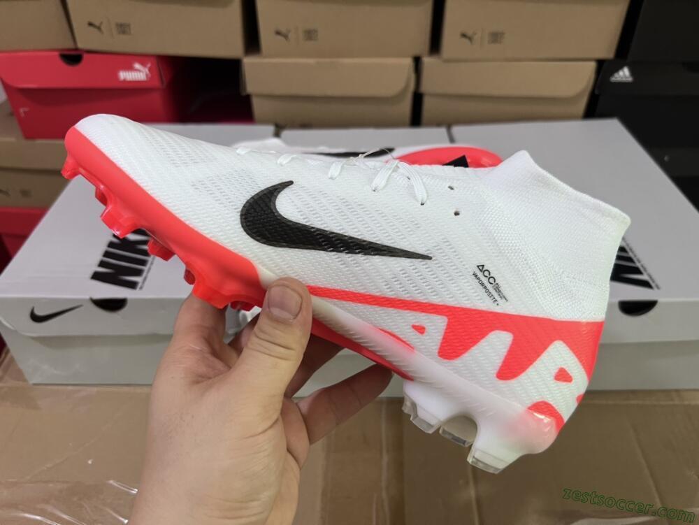 Nike Air Zoom Mercurial Superfly 9 Elite FG High-Tops Soccer Cleats - White/Black/Red