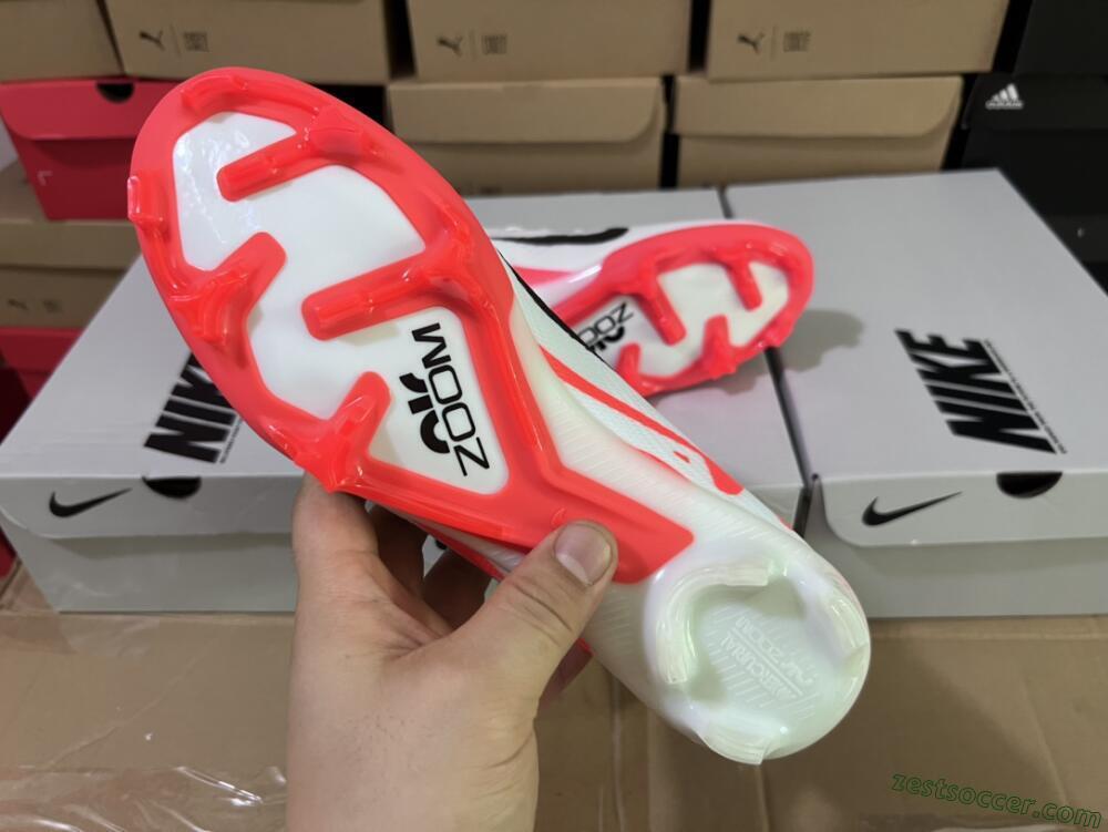 Nike Air Zoom Mercurial Superfly 9 Elite FG High-Tops Soccer Cleats - White/Black/Red