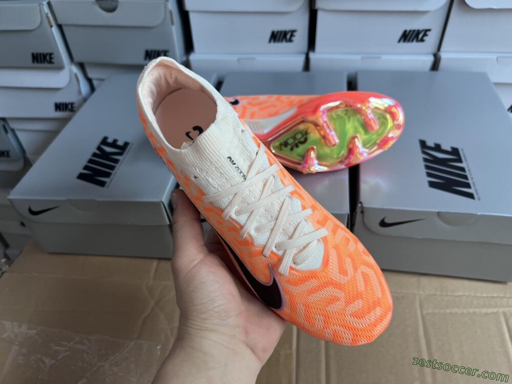 Nike Air Zoom Mercurial Vapor 15 Elite FG Low-Tops Soccer Cleats - White/Orange/Black