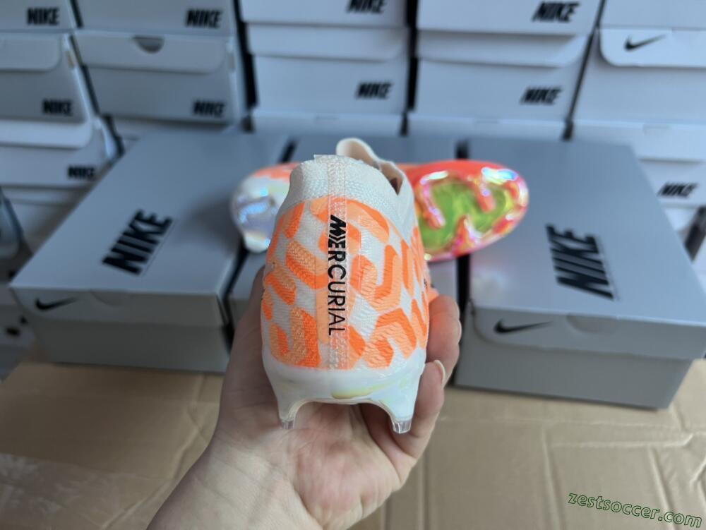 Nike Air Zoom Mercurial Vapor 15 Elite FG Low-Tops Soccer Cleats - White/Orange/Black