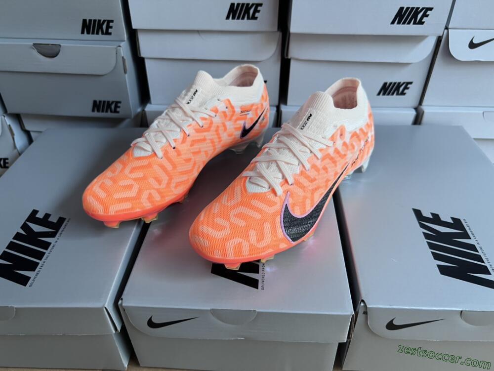 Nike Air Zoom Mercurial Vapor 15 Elite FG Low-Tops Soccer Cleats - White/Orange/Black