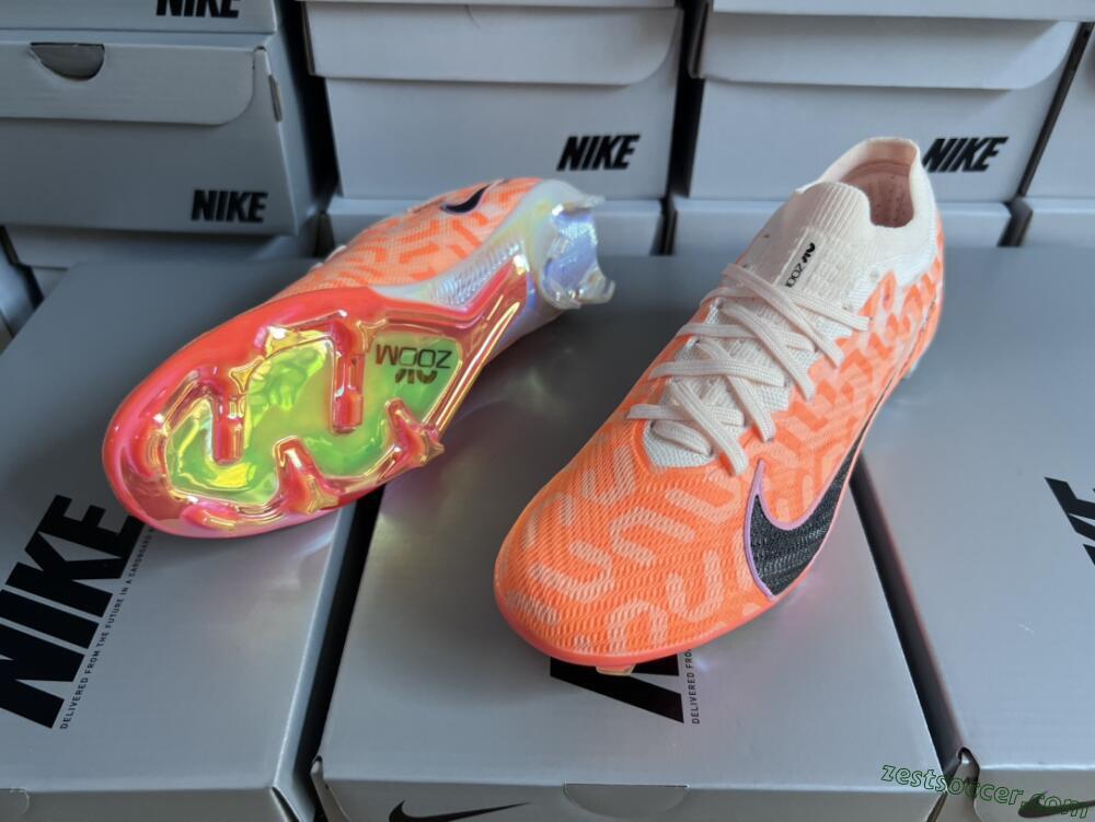 Nike Air Zoom Mercurial Vapor 15 Elite FG Low-Tops Soccer Cleats - White/Orange/Black