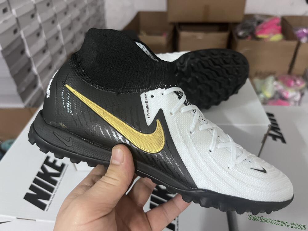Nike Phantom Luna Elite NU FG High-Tops Soccer Cleats - White/Black/Gold