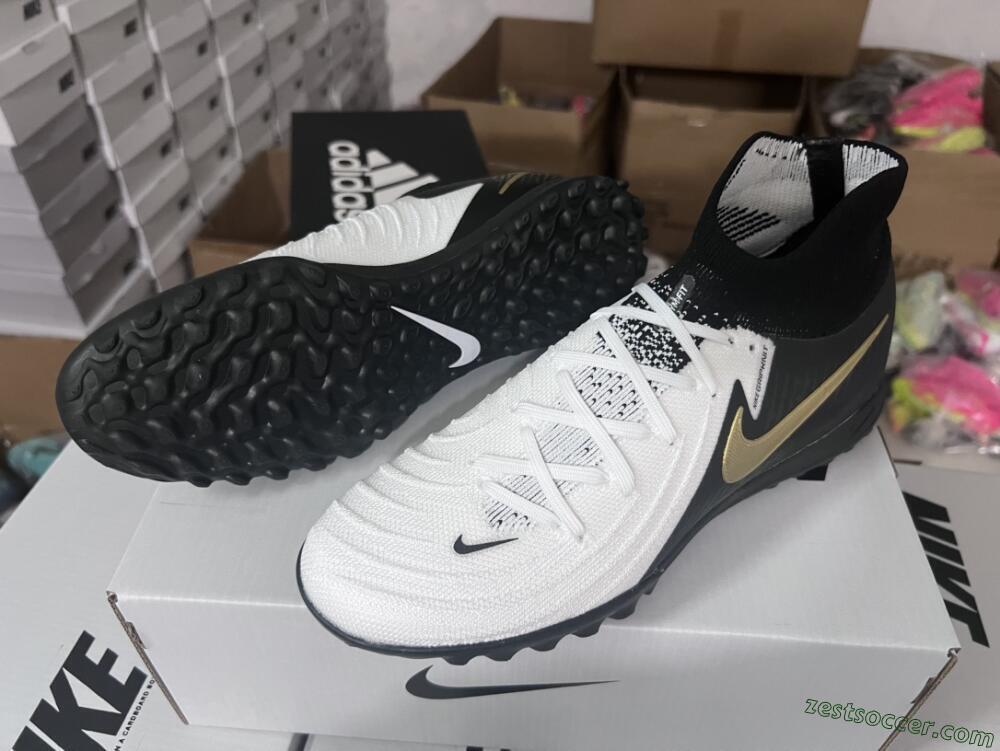 Nike Phantom Luna Elite NU FG High-Tops Soccer Cleats - White/Black/Gold