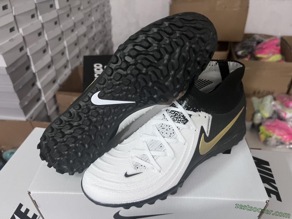 Nike Phantom Luna Elite NU FG High-Tops Soccer Cleats - White/Black/Gold