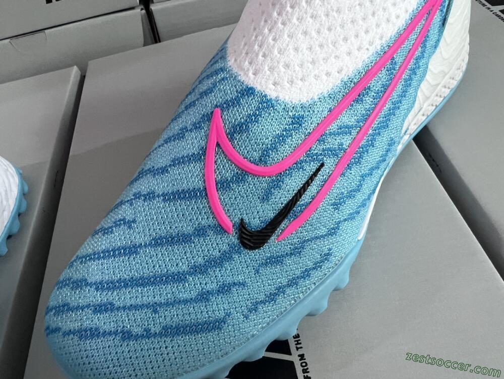 Nike Phantom GX Elite DF Link TF High-Tops Soccer Shoes - White/Blue/Pink