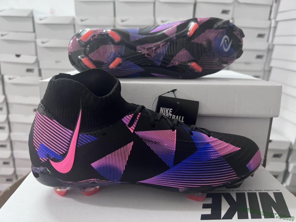 Nike Phantom Luna Elite FG High-Tops Soccer Cleats - Black/Pink/Blue/Orange