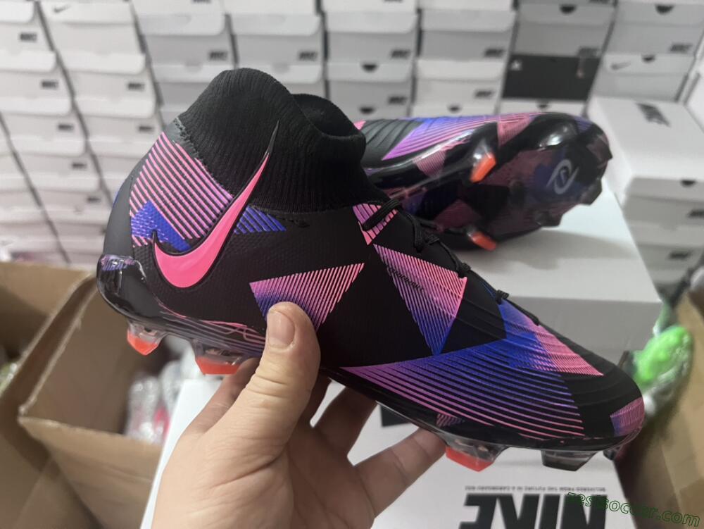 Nike Phantom Luna Elite FG High-Tops Soccer Cleats - Black/Pink/Blue/Orange