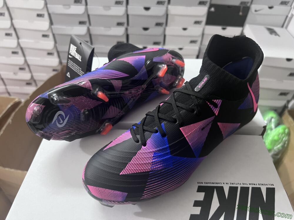 Nike Phantom Luna Elite FG High-Tops Soccer Cleats - Black/Pink/Blue/Orange