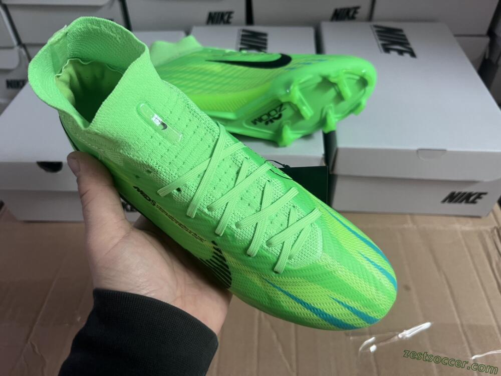 Nike Air Zoom Mercurial Superfly 9 Elite FG High-Tops Soccer Cleats - Green/Black