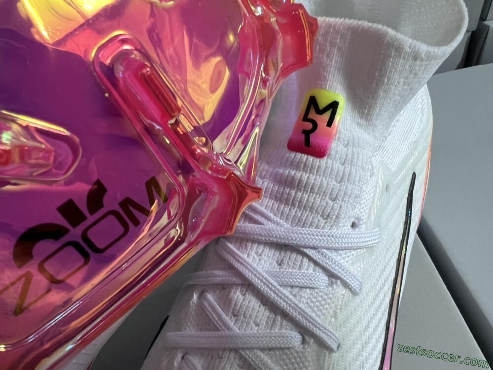 Nike Air Zoom Mercurial Superfly 9 Elite FG High-Tops Soccer Cleats - White/Pink/Black/Yellow/Gold