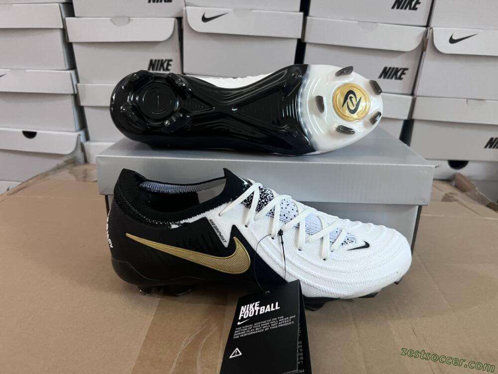 Nike Phantom Luna Elite Low FG Low-Tops Soccer Cleats - White/Black/Gold