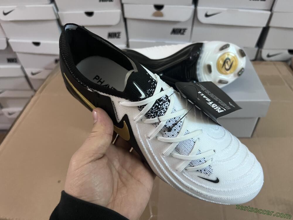 Nike Phantom Luna Elite Low FG Low-Tops Soccer Cleats - White/Black/Gold
