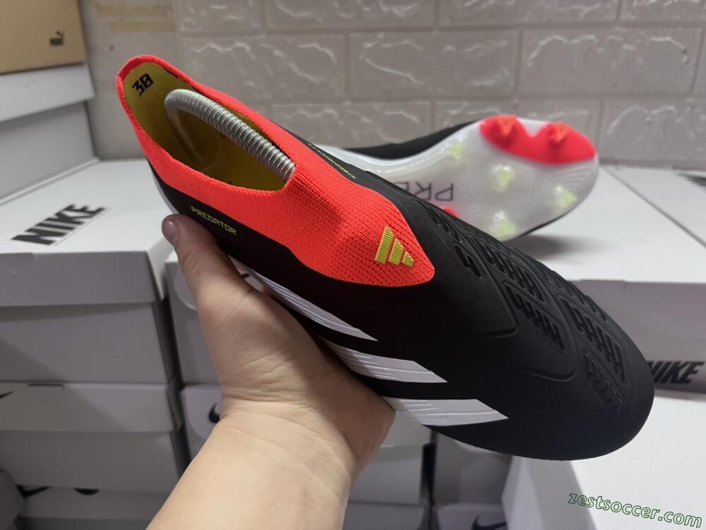 Adidas Predator Elite Laceless FG Low-Tops Soccer Cleats - Black/White/Red