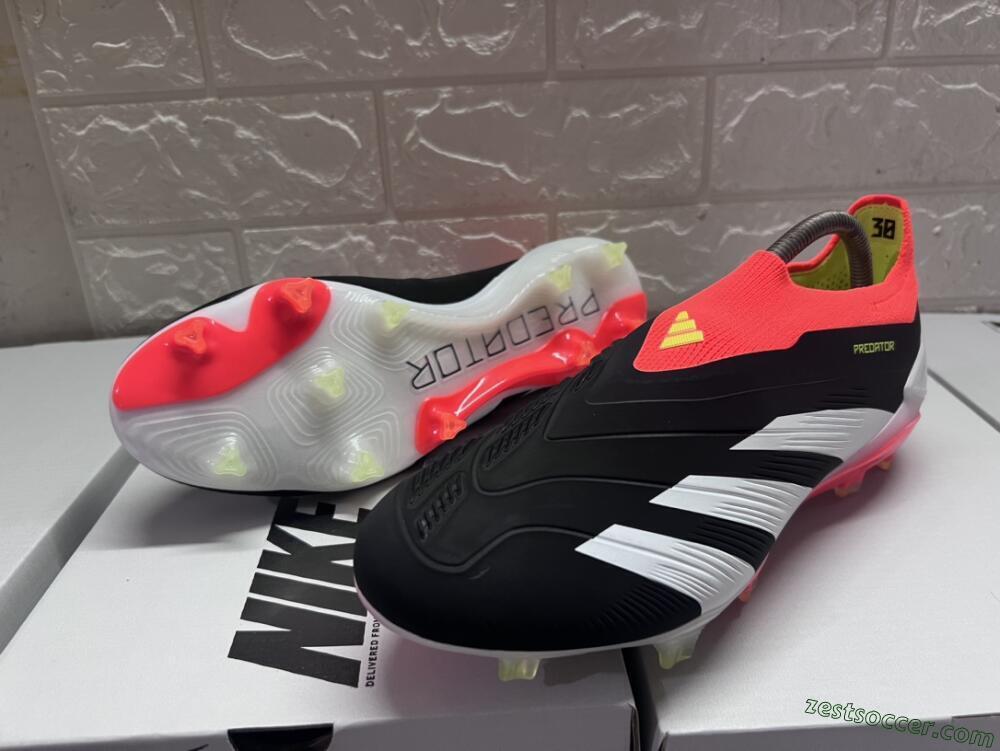 Adidas Predator Elite Laceless FG Low-Tops Soccer Cleats - Black/White/Red