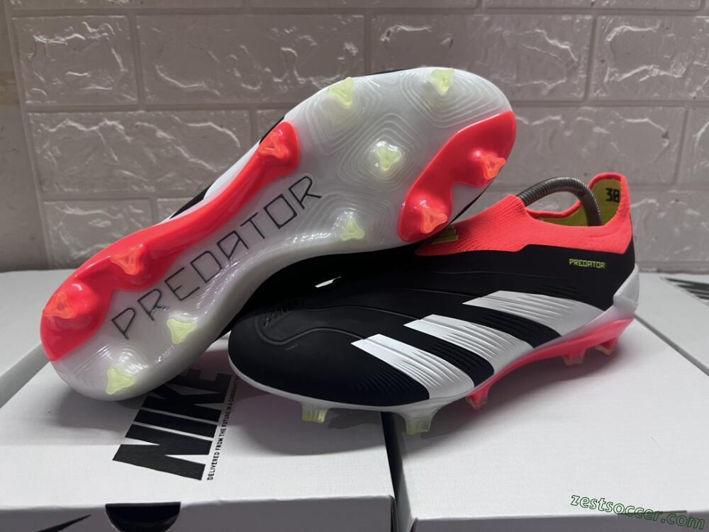 Adidas Predator Elite Laceless FG Low-Tops Soccer Cleats - Black/White/Red