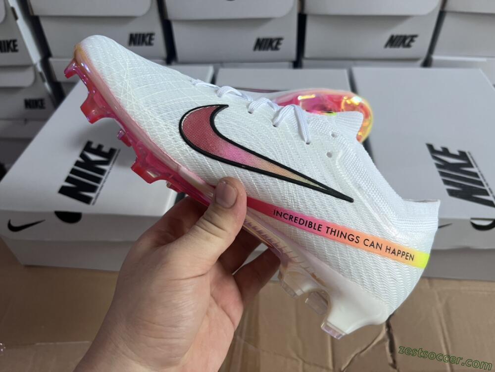 Nike Air Zoom Mercurial Vapor 15 Elite FG Low-Tops Soccer Cleats - White/Pink/Black/Yellow