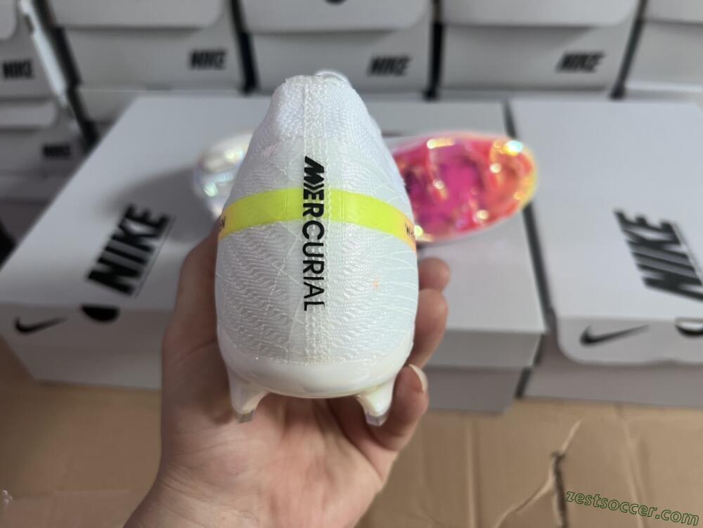 Nike Air Zoom Mercurial Vapor 15 Elite FG Low-Tops Soccer Cleats - White/Pink/Black/Yellow