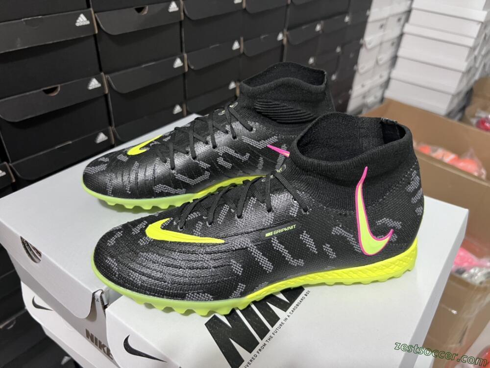 Nike Phantom Luna 2 Elite TF High-Tops Soccer Shoes - Black/Yellow/Pink