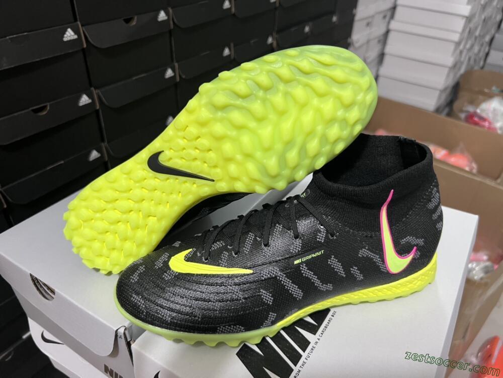 Nike Phantom Luna 2 Elite TF High-Tops Soccer Shoes - Black/Yellow/Pink