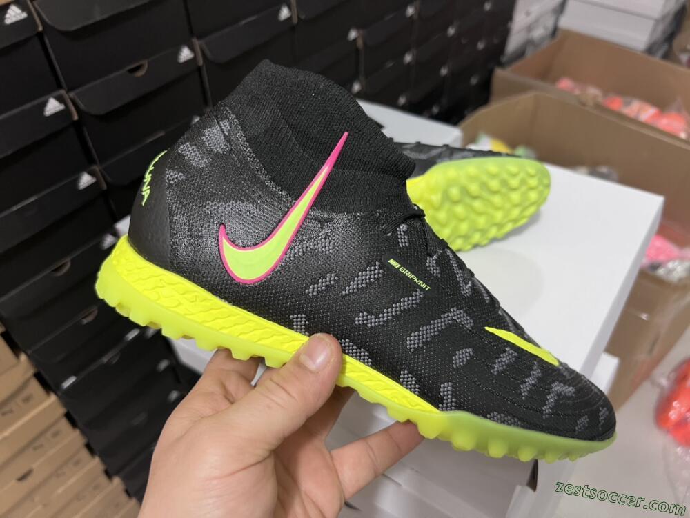 Nike Phantom Luna 2 Elite TF High-Tops Soccer Shoes - Black/Yellow/Pink