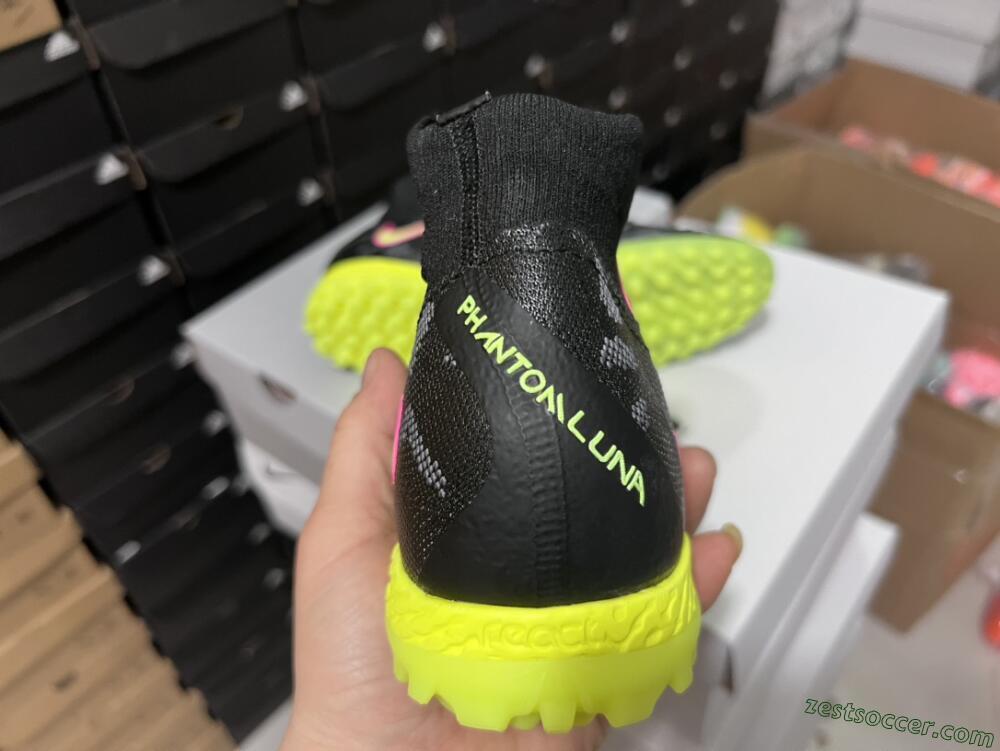 Nike Phantom Luna 2 Elite TF High-Tops Soccer Shoes - Black/Yellow/Pink