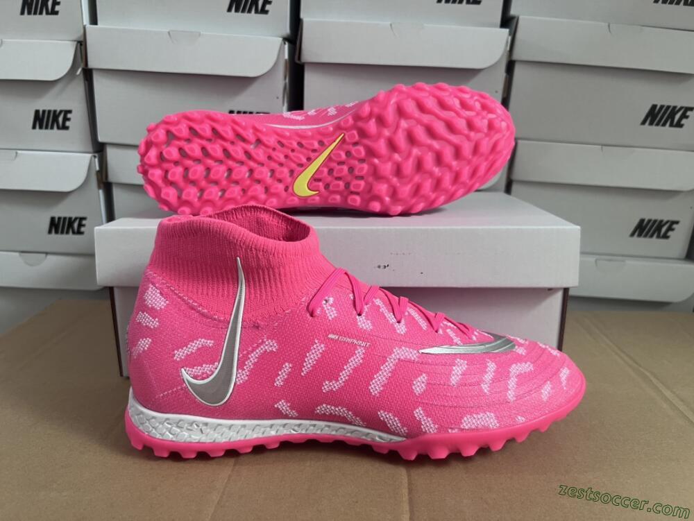 Nike Phantom Luna 2 Elite TF High-Tops Soccer Shoes - Pink/Silver/White
