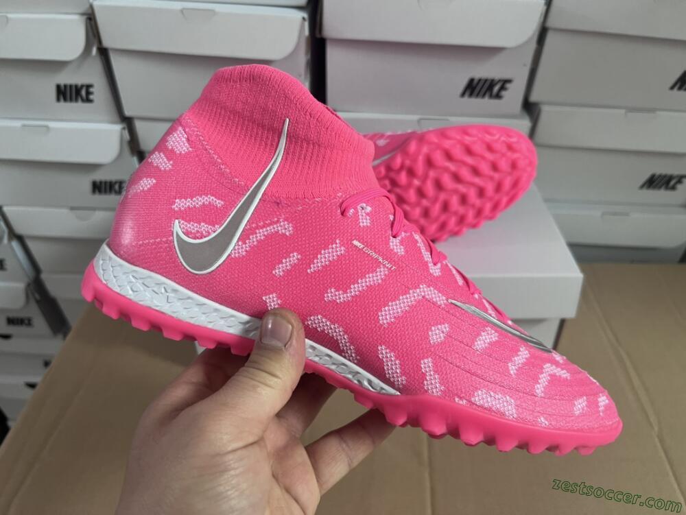 Nike Phantom Luna 2 Elite TF High-Tops Soccer Shoes - Pink/Silver/White