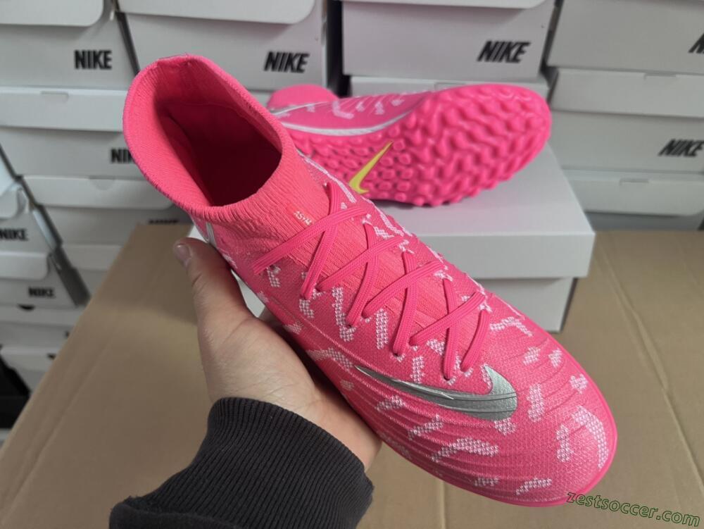 Nike Phantom Luna 2 Elite TF High-Tops Soccer Shoes - Pink/Silver/White