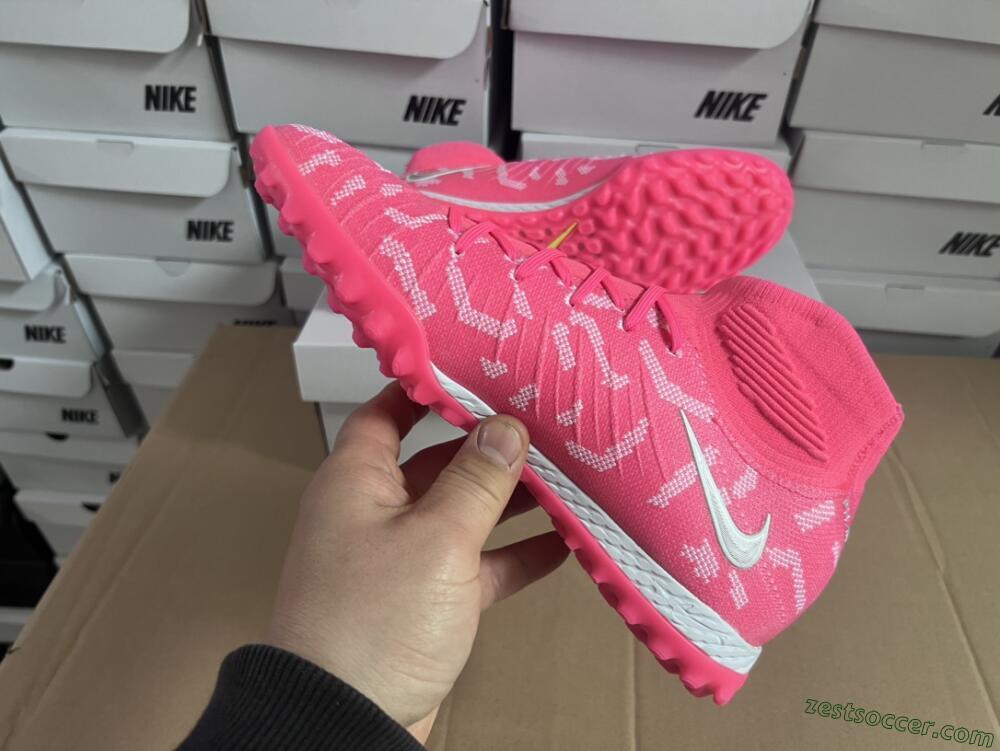 Nike Phantom Luna 2 Elite TF High-Tops Soccer Shoes - Pink/Silver/White