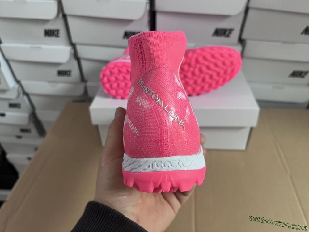 Nike Phantom Luna 2 Elite TF High-Tops Soccer Shoes - Pink/Silver/White