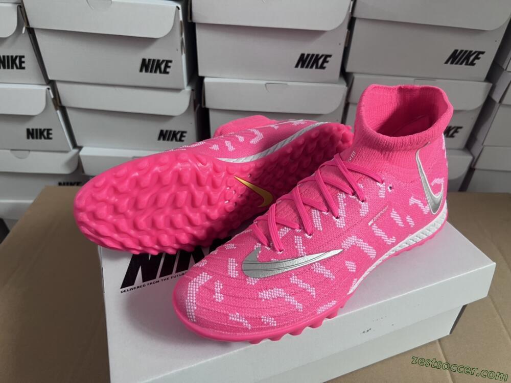 Nike Phantom Luna 2 Elite TF High-Tops Soccer Shoes - Pink/Silver/White