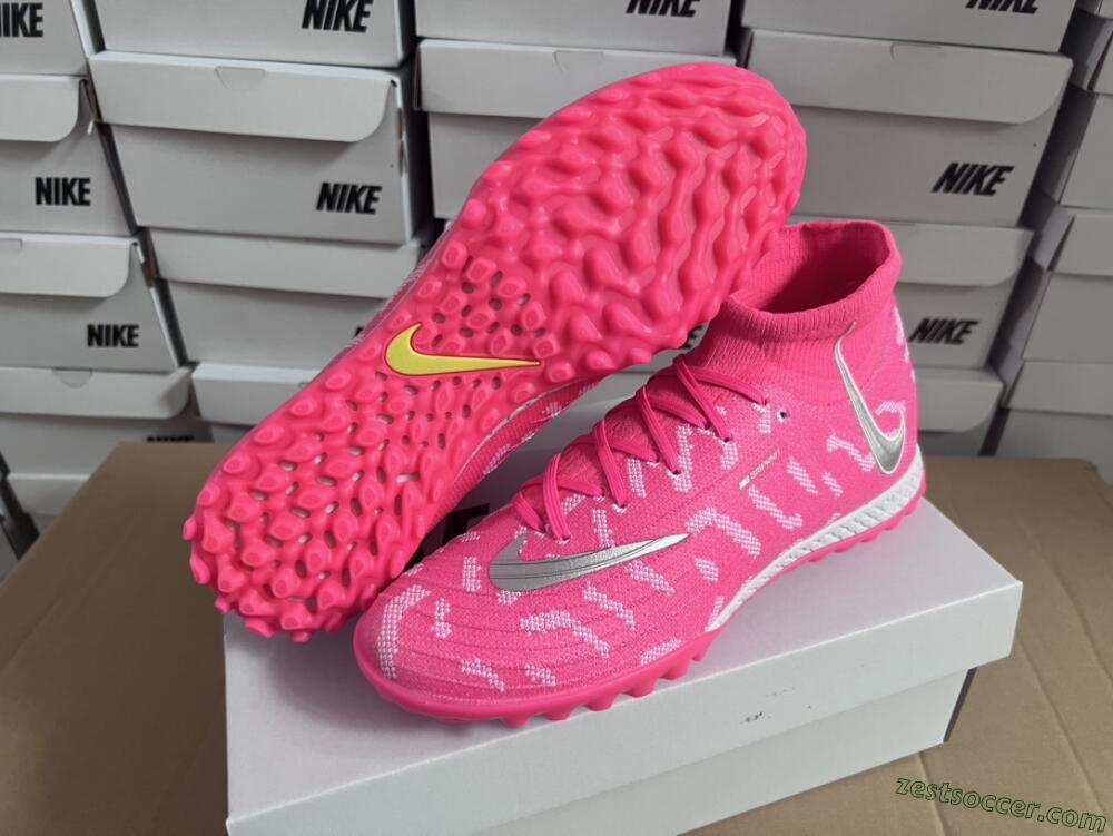 Nike Phantom Luna 2 Elite TF High-Tops Soccer Shoes - Pink/Silver/White