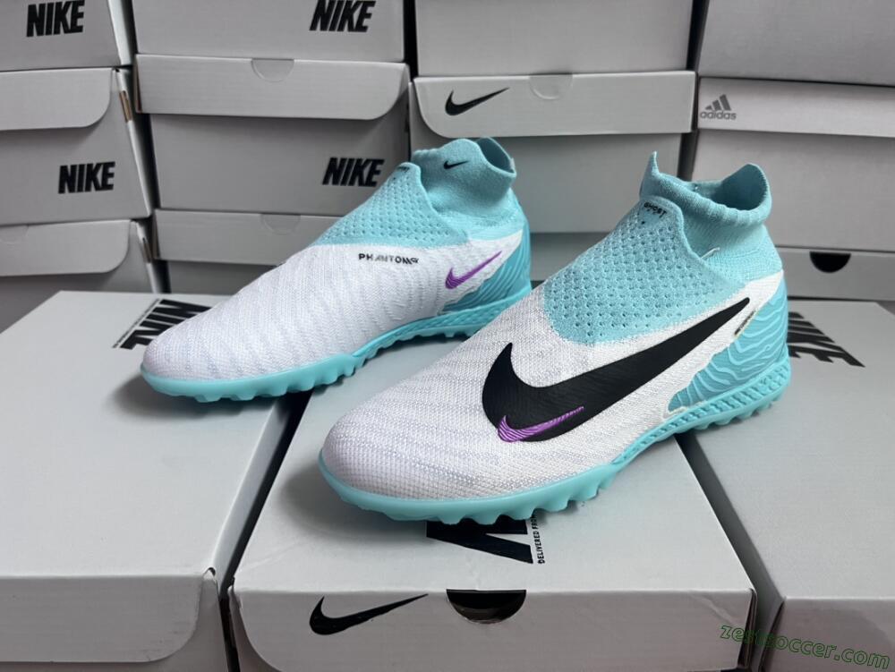 Nike Phantom GX Elite DF Link TF High-Tops Soccer Shoes - White/Black/Jade