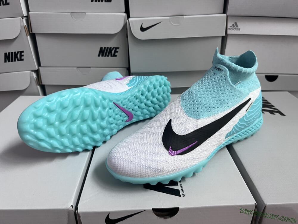 Nike Phantom GX Elite DF Link TF High-Tops Soccer Shoes - White/Black/Jade