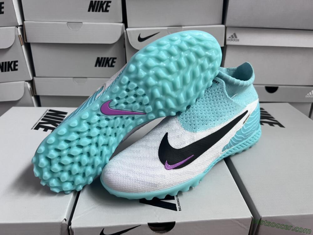 Nike Phantom GX Elite DF Link TF High-Tops Soccer Shoes - White/Black/Jade