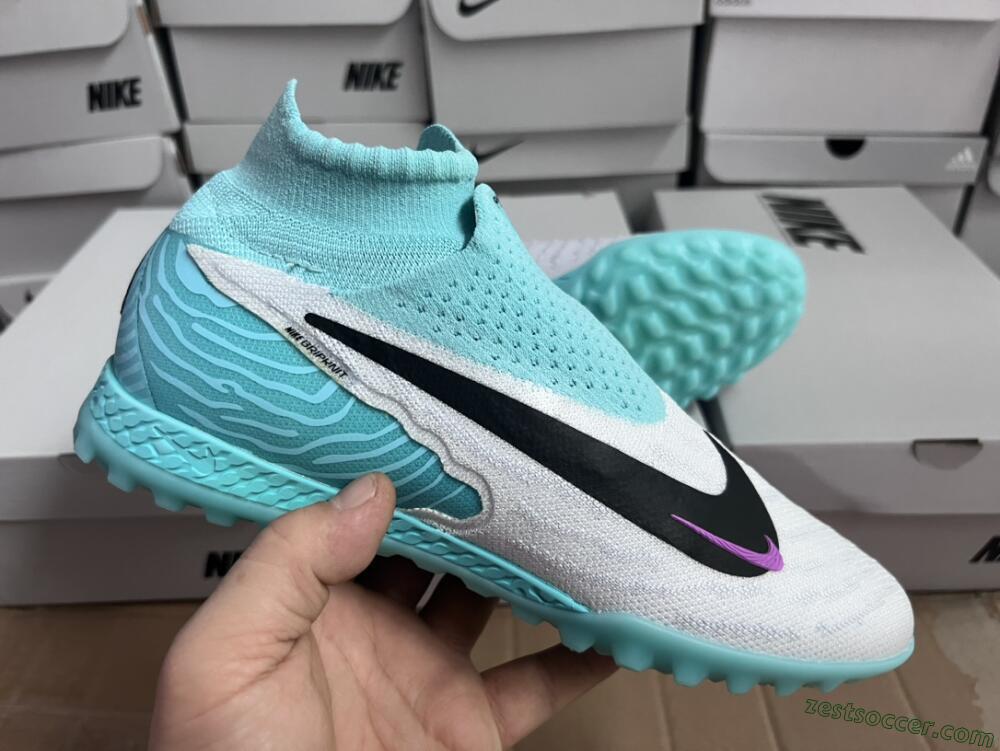 Nike Phantom GX Elite DF Link TF High-Tops Soccer Shoes - White/Black/Jade